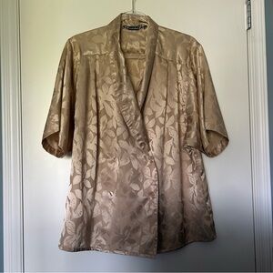 Leo Chevalier Vintage Lightweight Satin Double Breast Short Sleeve Blazer